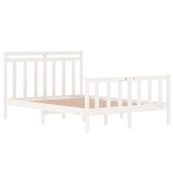 Estrutura de cama casal 135x190 cm madeira maciça branco M 4