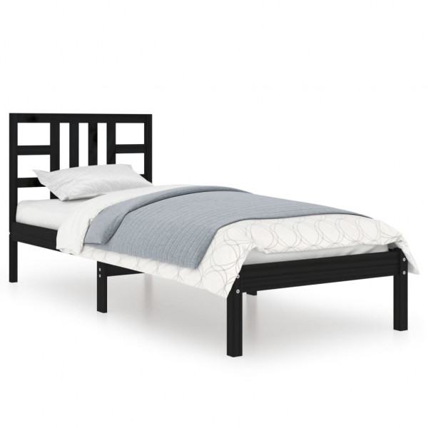 Estrutura cama pequena solteiro 75x190 cm madeira maciça preto M 2