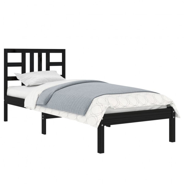 Estrutura cama pequena solteiro 75x190 cm madeira maciça preto M 3