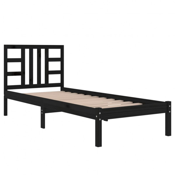 Estrutura cama pequena solteiro 75x190 cm madeira maciça preto M 4