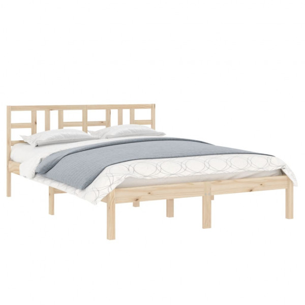 Estructura de cama matrimonial madera maciza 135x190 cm M 3