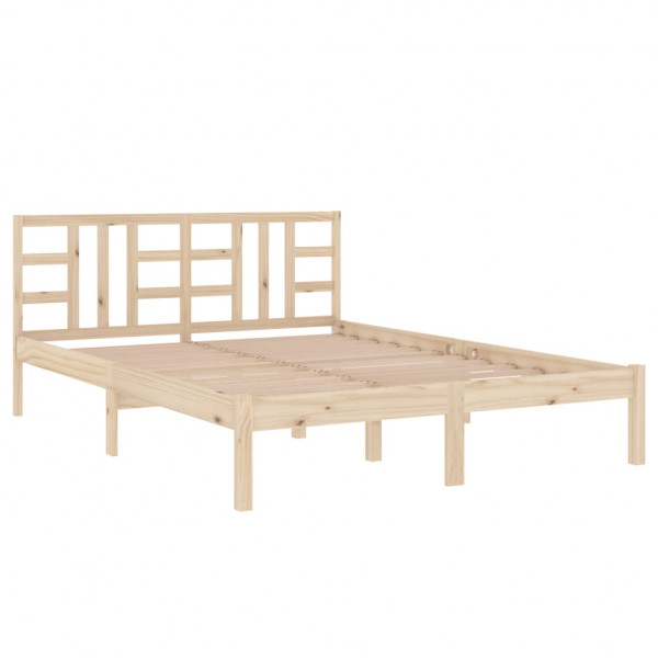 Estructura de cama matrimonial madera maciza 135x190 cm M 4
