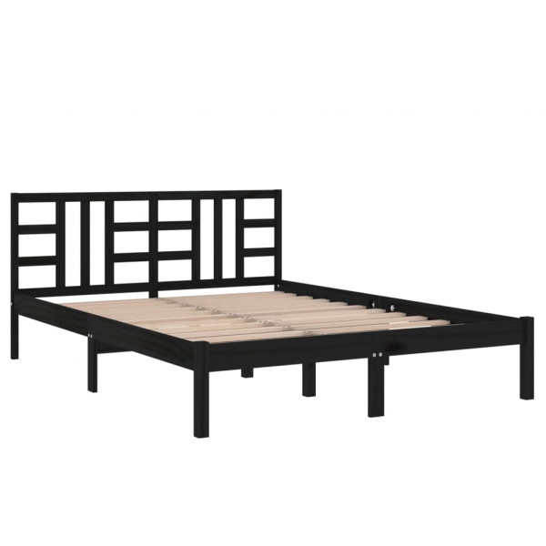 Estrutura de cama 140x190 cm madeira maciça preto M 4