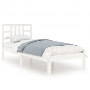 Estructura de cama madera maciza de pino blanca 100x200 cm H