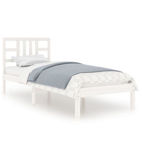 Estrutura de cama 100x200 cm madeira maciça branco M 2