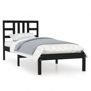 Estructura de cama madera maciza negra 100x200 cm H