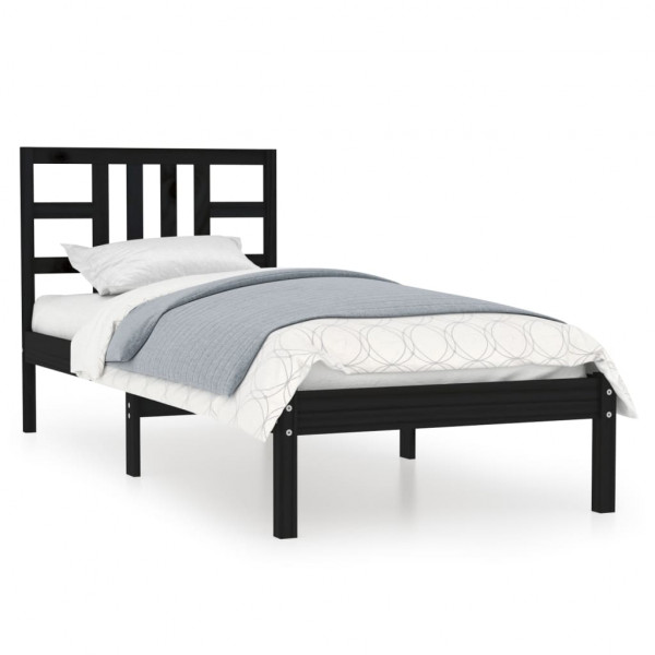 Estructura de cama madera maciza negra 100x200 cm M 2