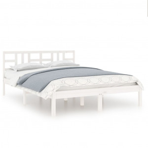Estructura de cama madera maciza King Size blanca 150x200 cm H