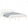 Estrutura de cama king 150x200 cm madeira maciça branco 3