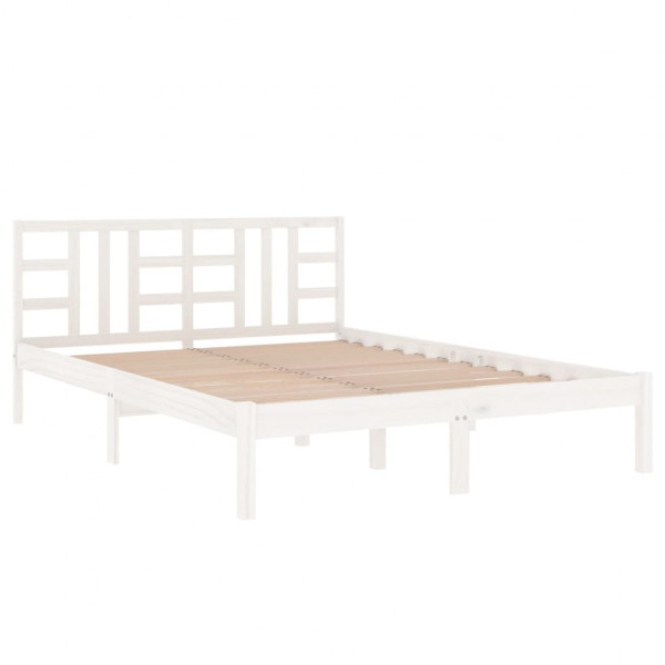 Estrutura de cama king 150x200 cm madeira maciça branco M 4