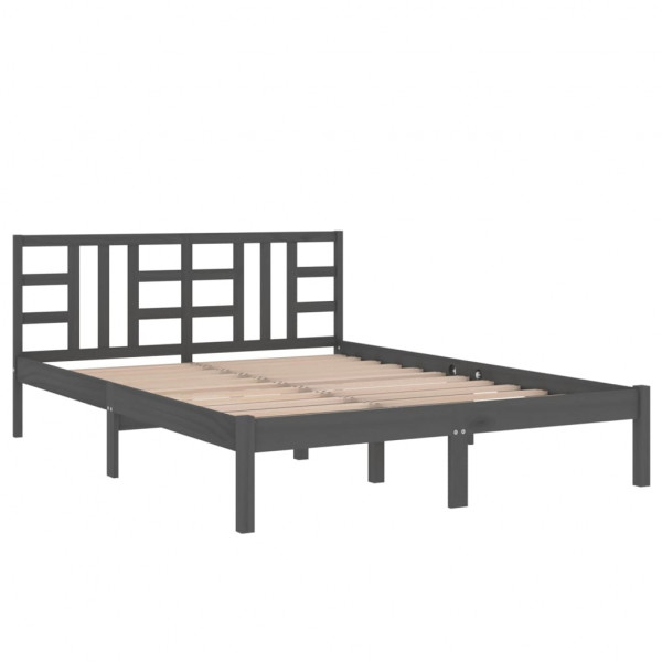 Estructura de cama de madera maciza de pino gris 200x200 cm M 4