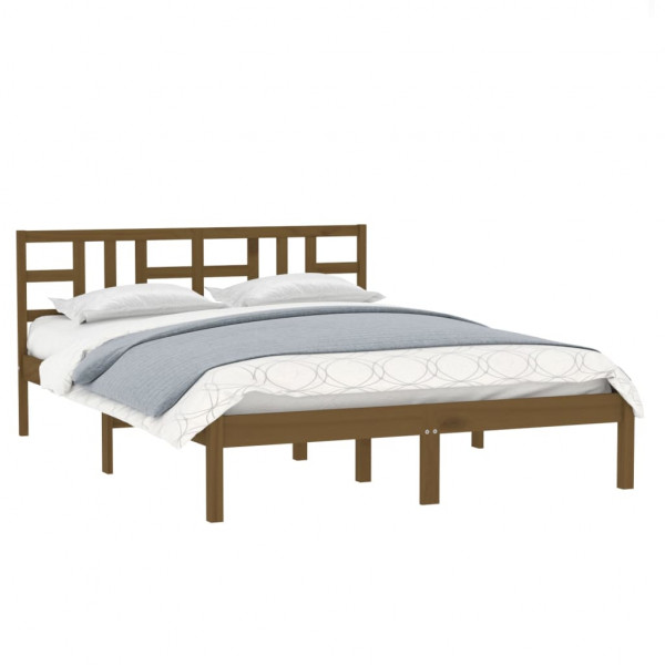 Estructura de cama madera maciza de pino marrón miel 200x200 cm M 3
