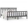 Estructura de cama de madera maciza de pino gris 200x200 cm 2