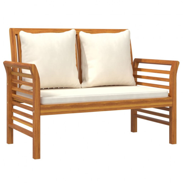 2 pcs conj. lounge jardim c/ almofadões branco nata acácia M 4
