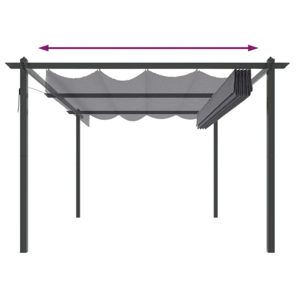 Gazebo de jardim com telhado retrátil 4x3 m antracite M 5