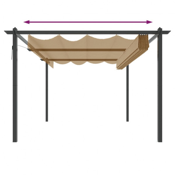 Gazebo de jardim com telhado retrátil 4x3 m cinza-acastanhado M 5