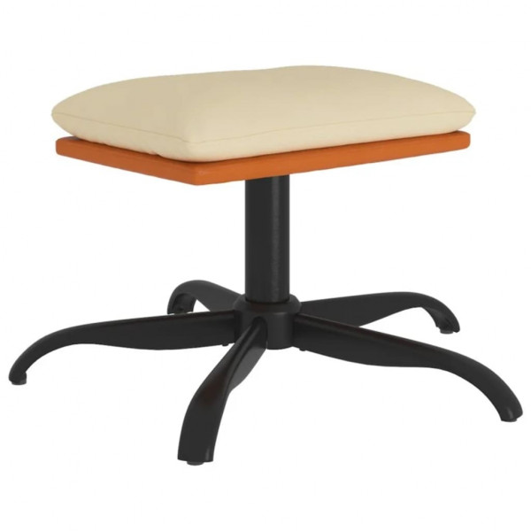 Apoio de pés 60x60x36 cm tecido/couro artificial cor creme M 2