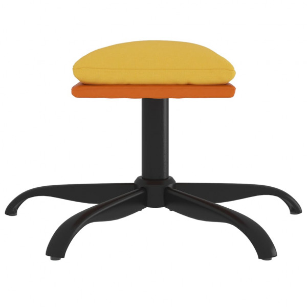 Reposapiés tela y cuero sintético amarillo mostaza 60x60x36 cm M 4