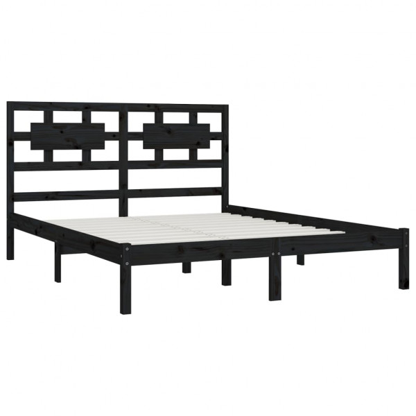Estrutura de cama 200x200 cm pinho maciço preto M 4