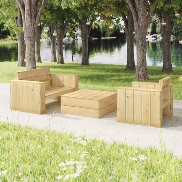 Set de muebles de jardín 3 pzas madera maciza pino impregnada D