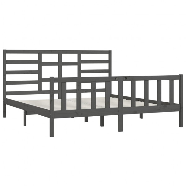 Estructura de cama de madera maciza de pino gris 200x200 cm M 4