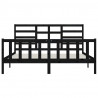 Estructura de cama de madera maciza de pino negra 200x200 cm 5