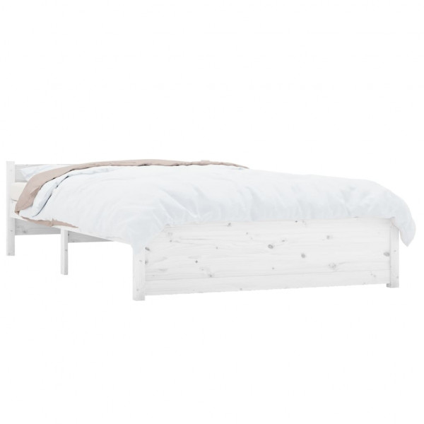 Estrutura de cama 140x200 cm madeira maciça branco M 3