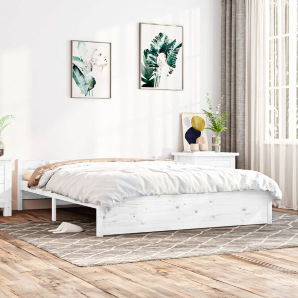 Estructura de cama madera maciza blanco 150x200 cm D
