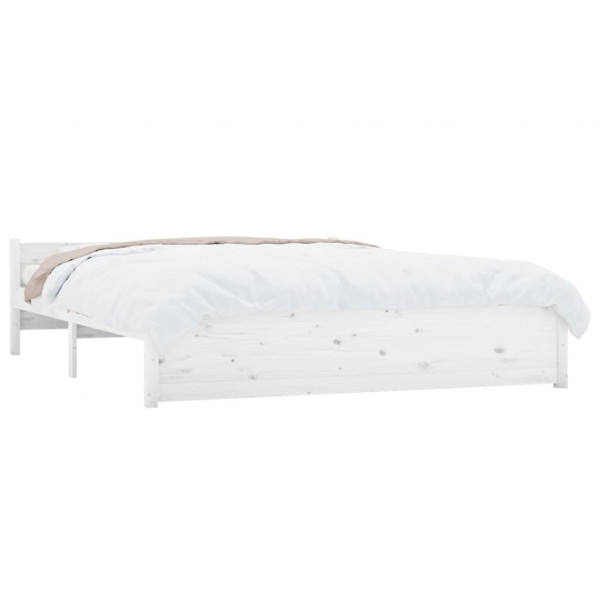 Estrutura de cama king 150x200 cm madeira maciça branco M 3