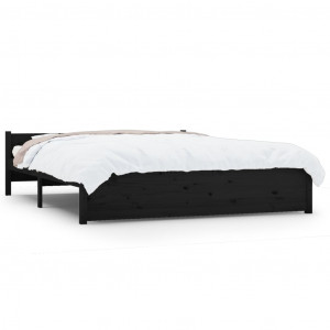 Estructura de cama madera maciza negro tamaño king 150x200 cm H