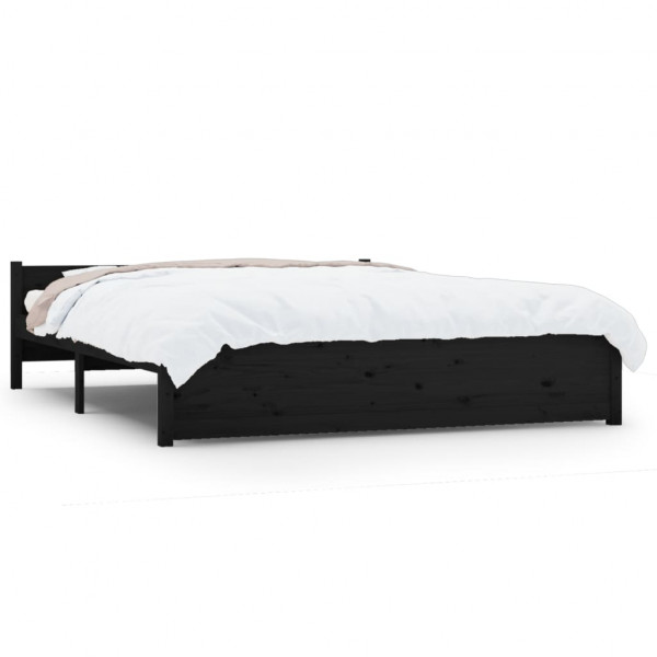 Estructura de cama madera maciza negro tamaño king 150x200 cm M 2