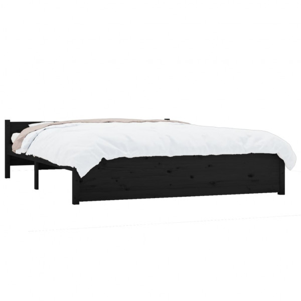 Estructura de cama madera maciza negro tamaño king 150x200 cm M 3