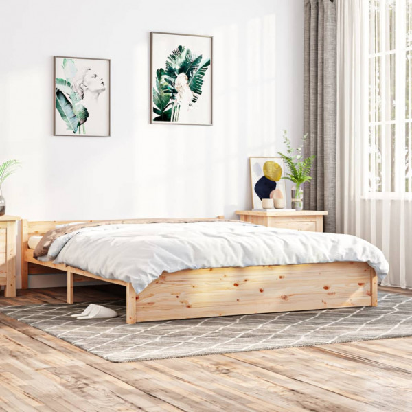 Estructura de cama de madera maciza 160x200 cm D