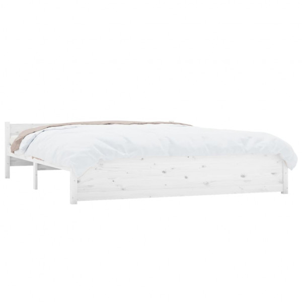 Estrutura de cama 160x200 cm madeira maciça branco M 3