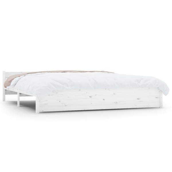 Estrutura de cama super king pinho maciço 180x200 cm branco M 2