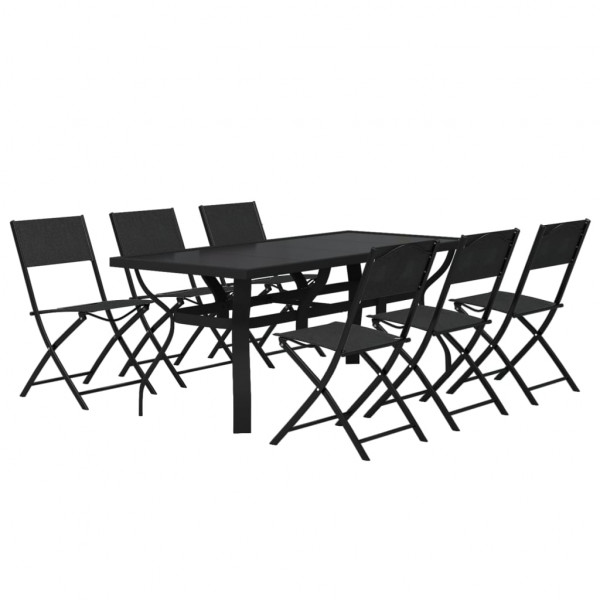 7 pcs conjunto de jantar para jardim cinzento e preto M 3