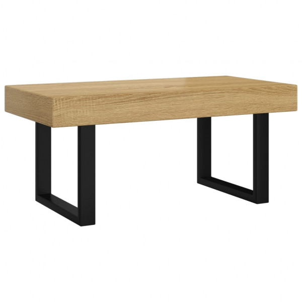 Mesa de centro MDF y hierro marrón claro y negro 90x45x40 cm M 2