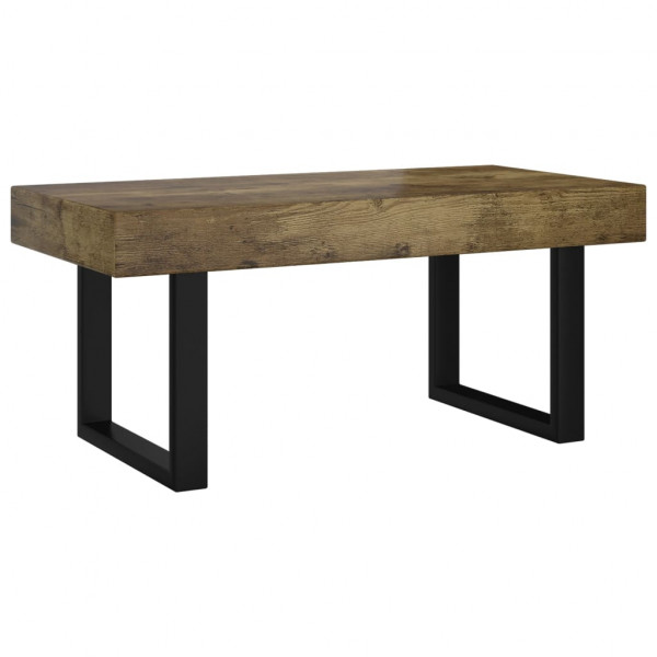 Mesa de centro 90x45x40 cm MDF e ferro castanho-escuro e preto M 2