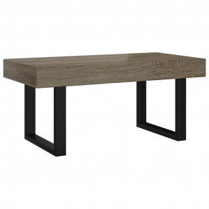 Mesa de centro MDF y hierro gris y negro 90x45x40 cm H