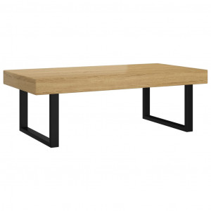 Mesa de centro 120x60x40 cm MDF e ferro castanho-claro e preto H
