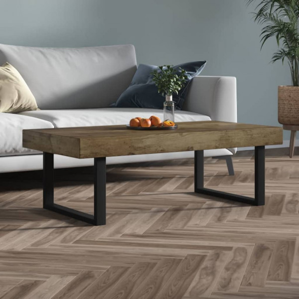 Mesa de centro MDF y hierro marrón oscuro y negro 120x60x40 cm D