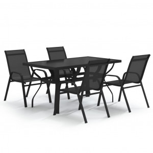 Juego de comedor para jardín 5 piezas negro H
