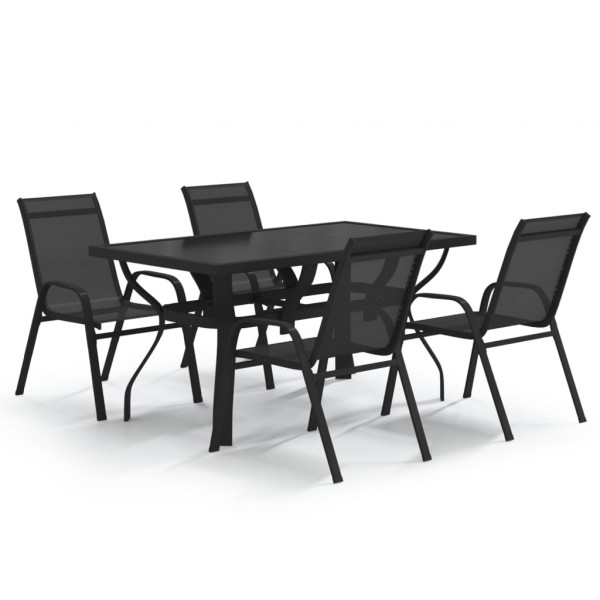 Juego de comedor para jardín 5 piezas negro M 2