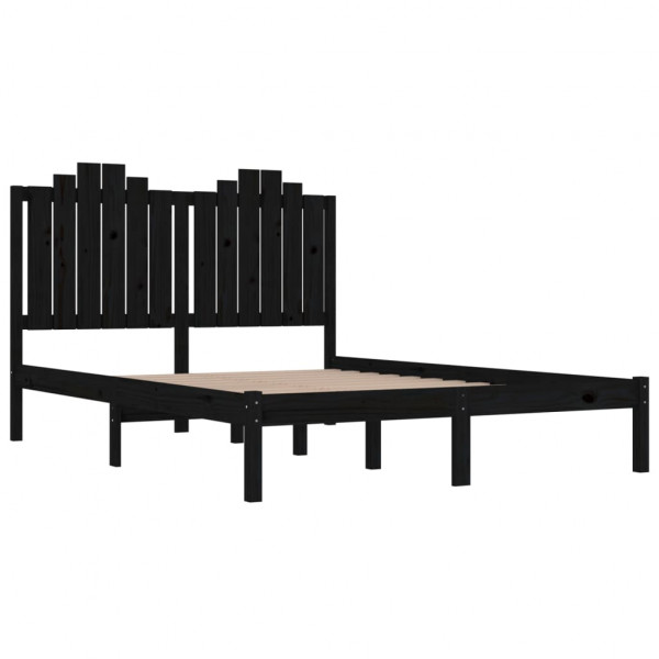 Estructura de cama de madera maciza de pino negra 140x190 cm M 4