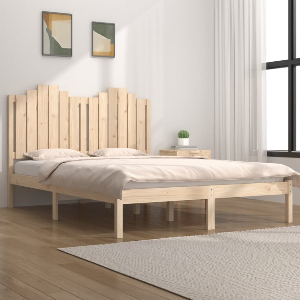 Estructura de cama de madera maciza de pino 200x200 cm D