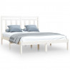 Estructura de cama doble madera maciza blanca 135x190 cm 2