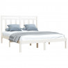 Estrutura de cama casal 135x190 cm madeira maciça branco 3