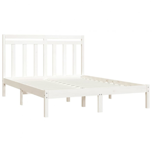 Estructura de cama doble madera maciza blanca 135x190 cm M 4