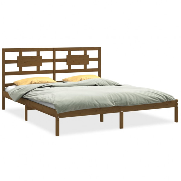 Estructura de cama madera maciza de pino marrón miel 200x200 cm M 2