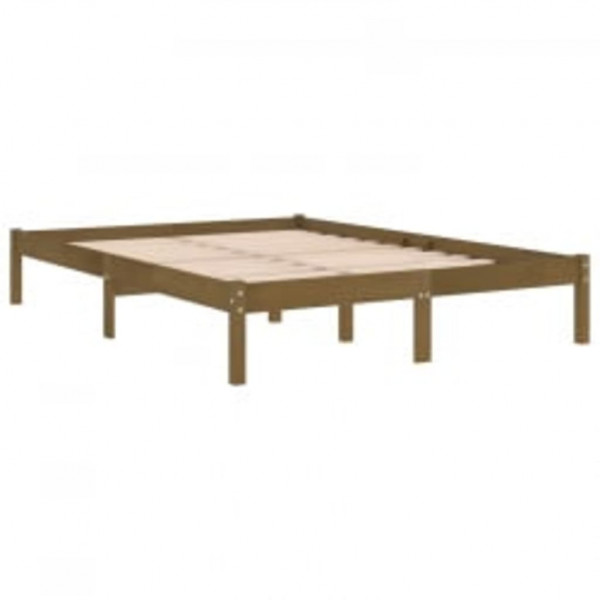 Estrutura de cama 200x200 cm madeira maciça castanho mel M 5